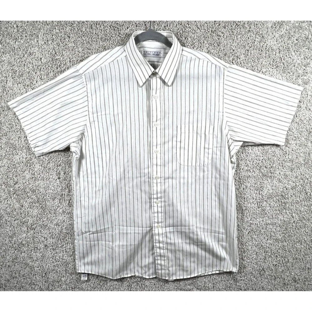 Editions by Van Heusen Shirt Mens Multicolor Striped Short Sleeve size 16 - Picture 1 of 7
